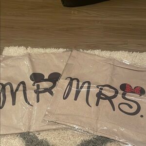 Bride and Groom Mickey and Minnie Mouse Pillow Covers